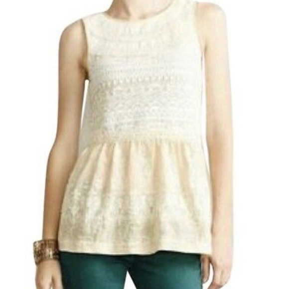 ⚠️One day only!‼️ NWOT Anthro peplum bohemian top - Picture 1 of 4